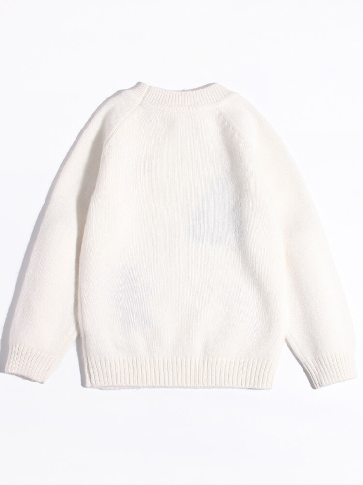 Kids White Cashmere Christmas Holiday Pullover Sweater